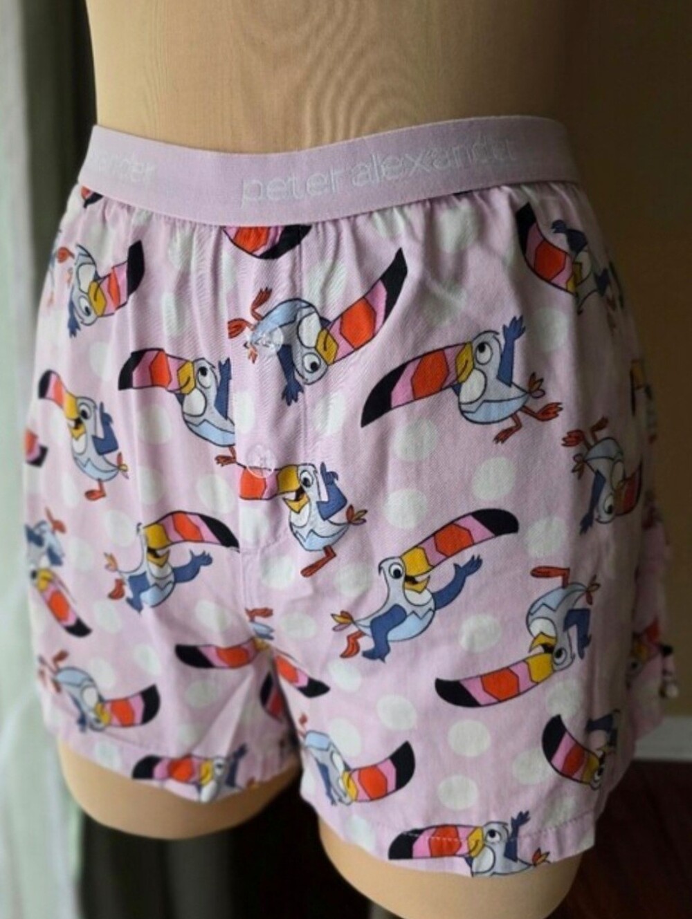 Peter Alexander Toucan Sam Vintage Kellogg's  Pajama Shorts Pink Polka Dot Small